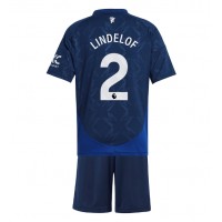 Camiseta Manchester United Victor Lindelof #2 Segunda Equipación Replica 2024-25 para niños mangas cortas (+ Pantalones cortos)